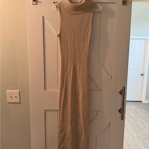 Astr Cream Ribbed Sweater Dress